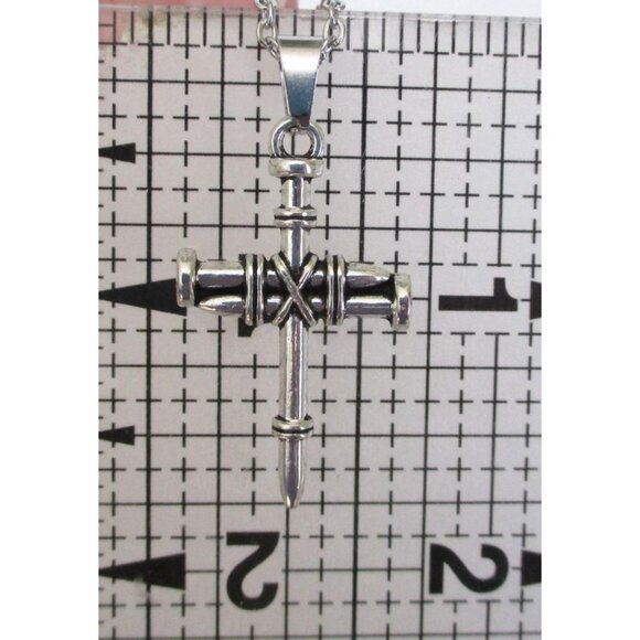 New Cross Pendant Necklace 18" Stainless Chain - Gothic Spiritul Unisex Jewelry - Picture 6 of 6